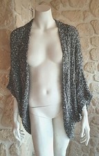 Gilet maille noir et blanc neuf Talia Benson taille unique avec mohair (sm3)