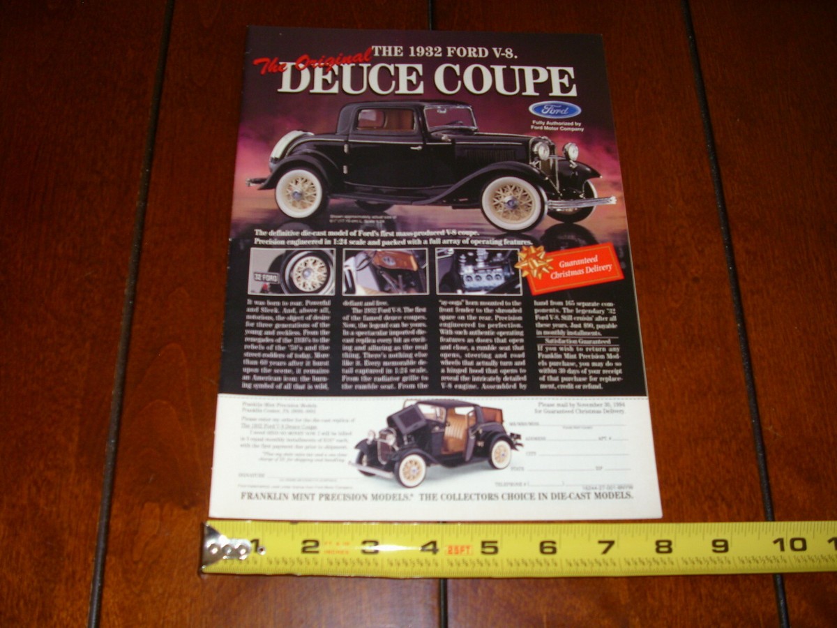 1932 FORD DEUCE COUPE V8 FRANKLIN MINT ORIGINAL 1994 AD | eBay