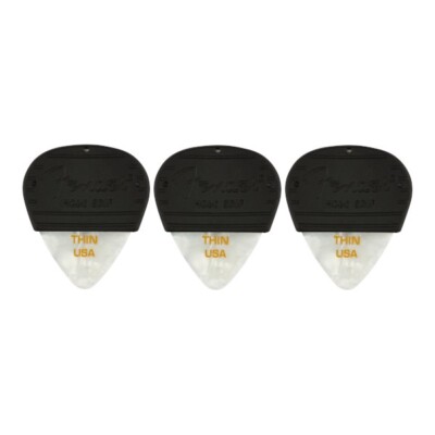 FENDER Mojo Grip Celluloid Pick WM Thin   Plektren   Rubber Coating   3er Pack