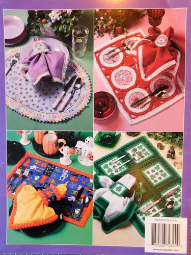 Crochet Punched Fabric Reversible Place mats~8 Designs ANNIE'S ATTIC 2000 - Picture 2 of 2