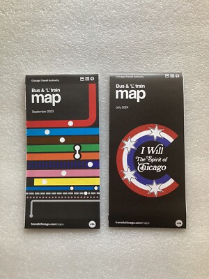 2023 & 2024 CHICAGO TRANSIT AUTHORITY (CTA) BUS and   L  MAPS