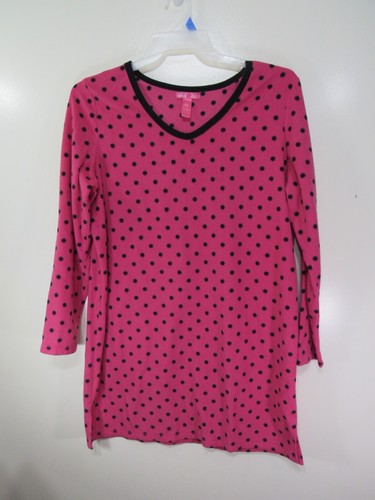 Mix & Co Fleece Night Dress Sleepwear Size XL Pink Black Polka Dots Long Sleeve  - Bild 1 von 3