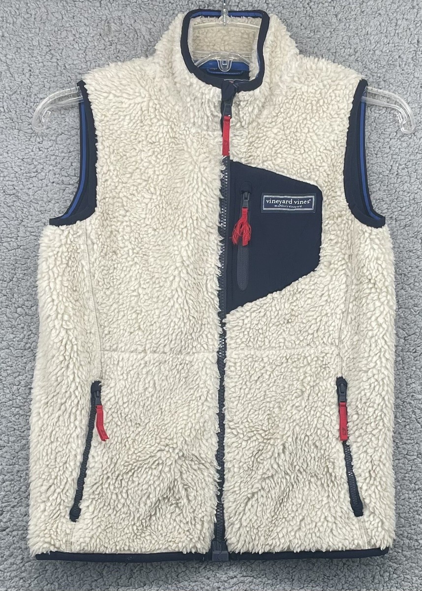 Vineyard Vines Boys Stillwater Vest Sherpa Fleece Blue Full Zip