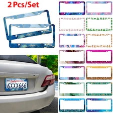 2 Pcs License Plate Frame Aluminum Car Tag Cover for Car Truck SUV Vehicle Décor