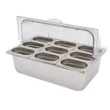 Stylish Stainless Steel Food Serving Container with 9 Compartments & Lid