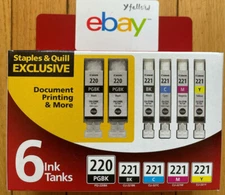 OEM Canon 220 221 Value Pack Ink Cartridges 6 Pack 2945B015 Sealed MX870 iP4700