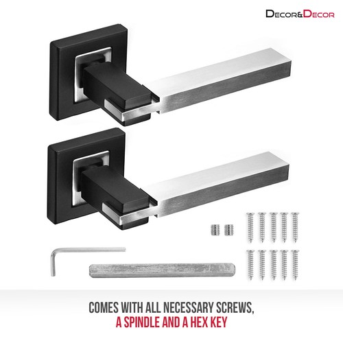Square Rose Duo Finish Internal Door Lever Handle Pack Latch Sash Bathroom Kit - Picture 3 of 17