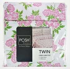 2 Pc Sheet Sheet Microfiber Pink Flower Roses Mini Set 1 Fitted Sheet 1 Case