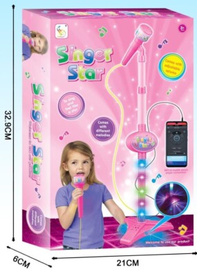 Singer Star Microfono Con Asta Con Connettore Rosa Giocattolo