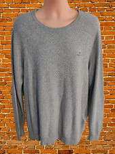 MENS GANT SIZE UK LARGE GREY COTTON TEXTURED CREW LIGHT PULLOVER JUMPER CASUAL