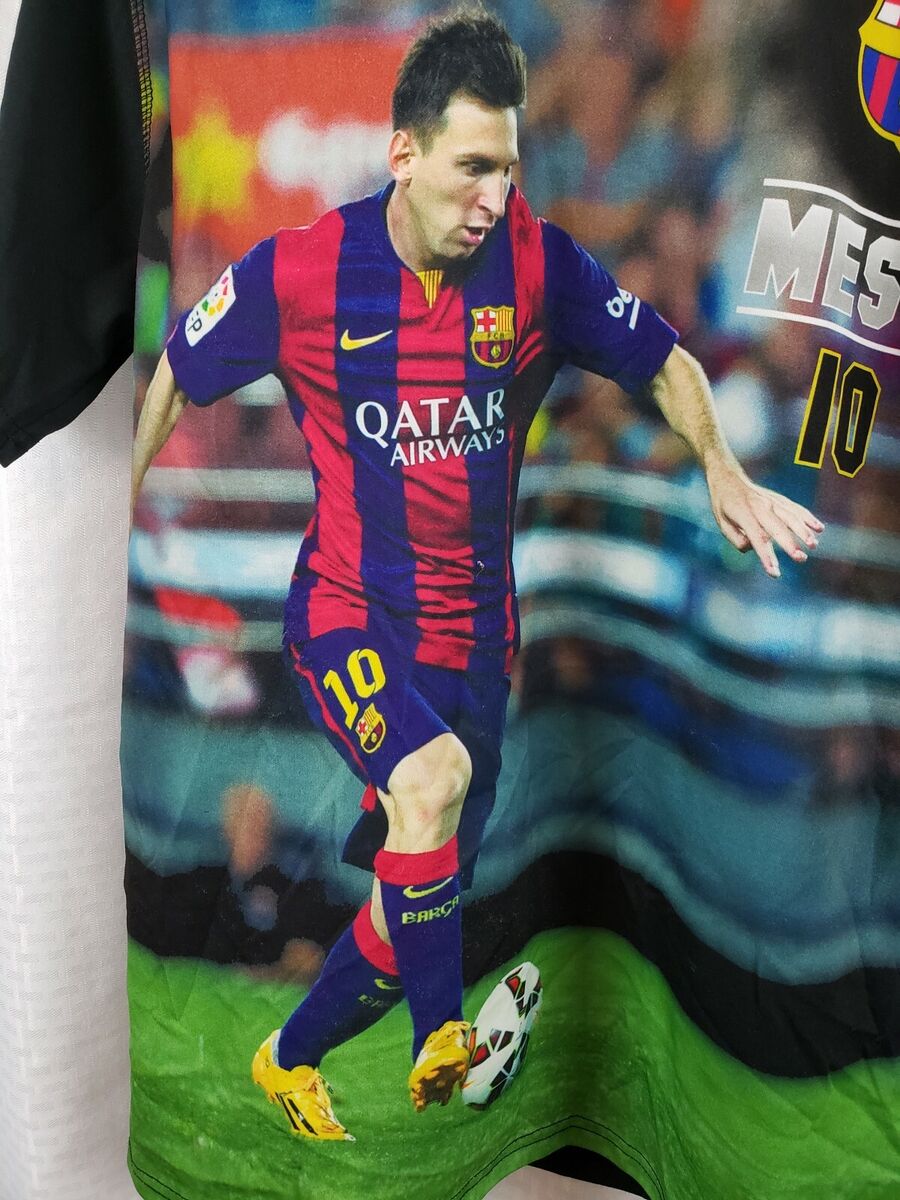 Tシャツ MESSI 10 ★ FC Barcelona Lionel Messi #10 FC Barcelona Short Sleeve Black Graphic T