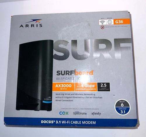 ARRIS SURFboard G34 DOCSIS 3.1 Wi-Fi 6 Cable Modem  AX3000 Wi-Fi 6 NEWOPENBOX