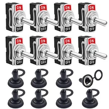 Toggle Switch 8 Pack SPST 2 Pin Waterproof Toggle Witch 12V 20A Heavy Duty on