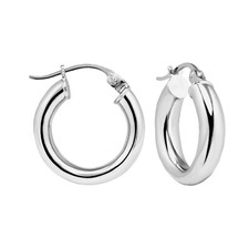 925 Sterling Silver Small 18MM Hoop Earrings Men Women Children 3MM Thick