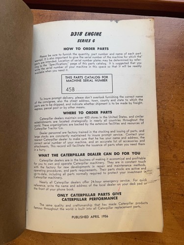 1973 CAT Caterpillar D318 Engine Series 6 OEM Parts Book Master Catalog Manual - Bild 2 von 6