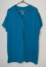 Just My Size Women's Short Sleeve 1/4 Button V-Neck Pullover Top Size 3X