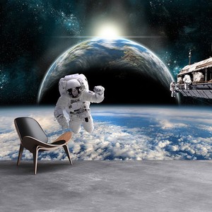 Astronautenraum Wandbild Planet Erde Foto-Tapete Jungen Schlafzimmer