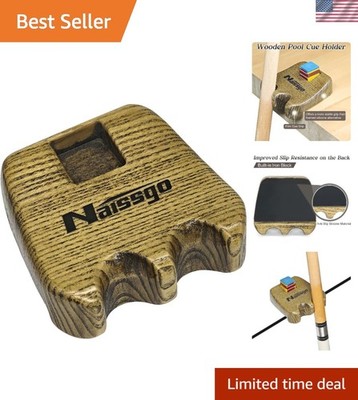 Easy-Access Cue Rest - Sturdy 2-Hole Wood Holder for Pool Players