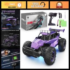 High-Speed 1:16 Scale Purple Remote Control Car, LED Lights, RC Truck for Kids