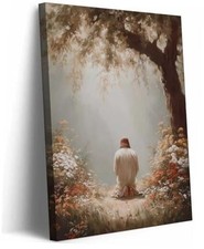 Jesus Praying Canvas Wall Art Christian Religious Wall Decor 12"L x 16"W