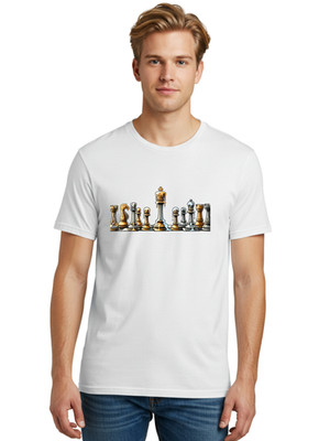 Chess-Pieces Mens Graphic Tee, 100% Cotton, Casual Summer Wear