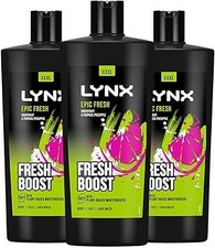 Lynx Epic Fresh Shower Gel 700ml Pack of 3 12H Long-Lasting Body Wash 7.20 per litre