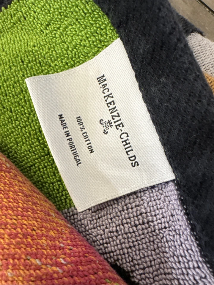 Set of 2 Mackenzie Childs Hand Towels Stripe Polka Dot - Image 4 of 4