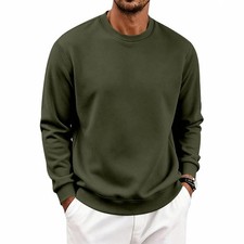 Men's 1-Piece Loose Fit Classic Fleece-Lined Crewneck Long Sleeve Sweatshirt, Wa