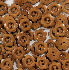 20 or 40 Wood flower buttons 20mm 3/4 inch na...