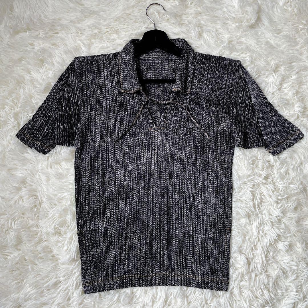 PLEATS PLEASE ISSEY MIYAKE Pleats Denim Print Short Sleeve