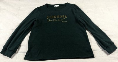 NWT Joie De Vivre Stronger Than The Storm Womens Size L Green Long Sleeve Shirt