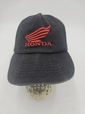 Honda Ride Red Embroidered Winged Logo Black Adjustable Baseball Hat Cap, Worn