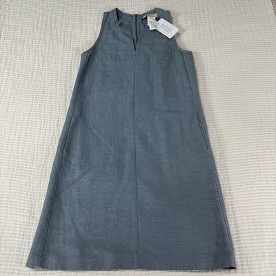  S Max Mara Dress Womens US 2 Blue Easy Living Textured Quiet Luxury Minimal *