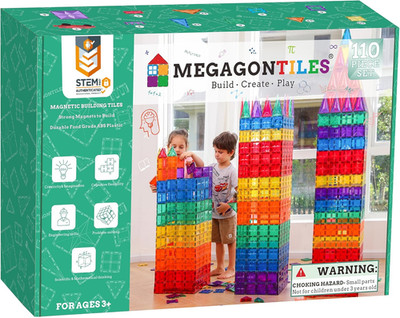 110PCS Premium Magnetic Tiles Set | Stem-Authenticated Magnetic Building Blocks