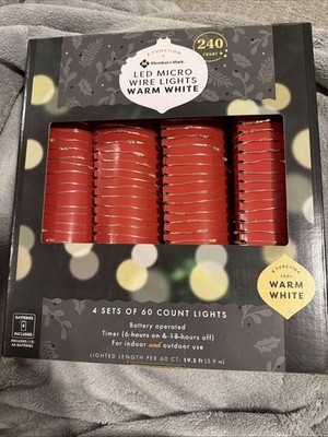 Members Mark LED WARM WHITE 8 function Micro Wire lights timer 4 sets 240 LIGHTS