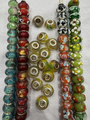 Glass Mark  925 Assorted Bead Lot Of 74 Pieces