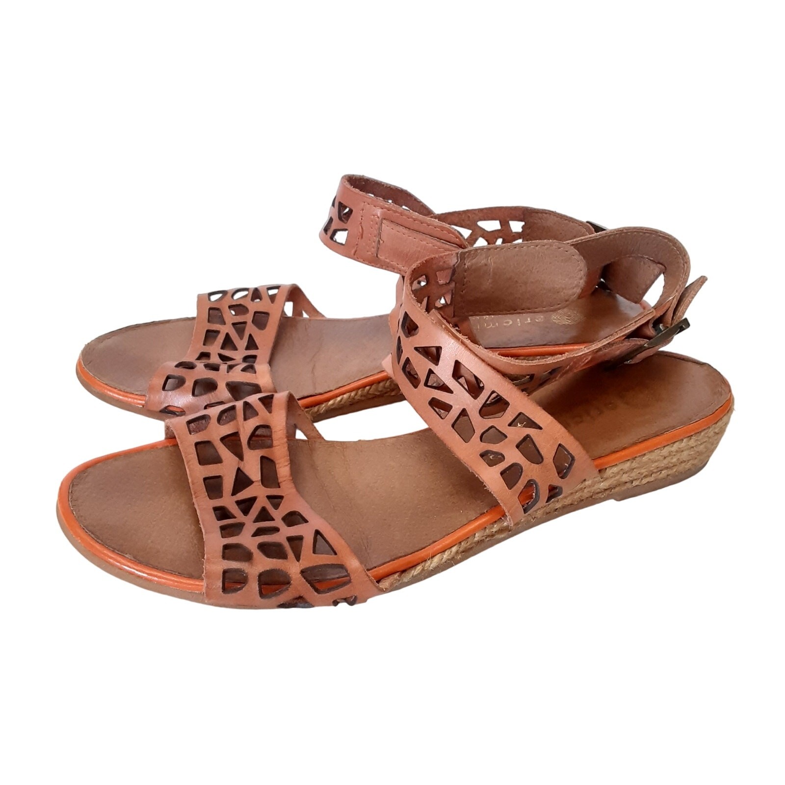 APL Eric Michael sandali alla caviglia vera pelle cognac donna 9 taglio laser spiaggia