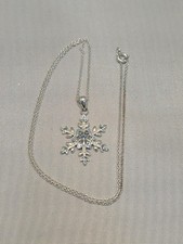 Disney JACMEL Snowflake Chain Necklace Frozen Blue Silver 18" Chain EUC