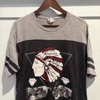 Indian Head T-Shirt Men Size XL Gray Puff Graphic Diamonds Tribal Streetwear