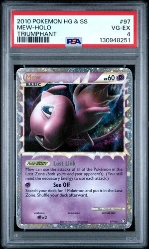2010 POKEMON HEARTGOLD & SOULSILVER TRIUMPHANT #97 MEW-HOLO PSA 4