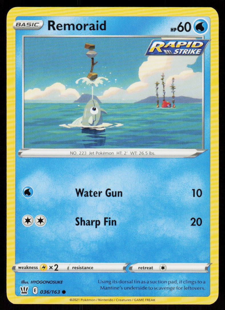 Remoraid 036/163 Common Battle Styles Pokemon Near Mint
