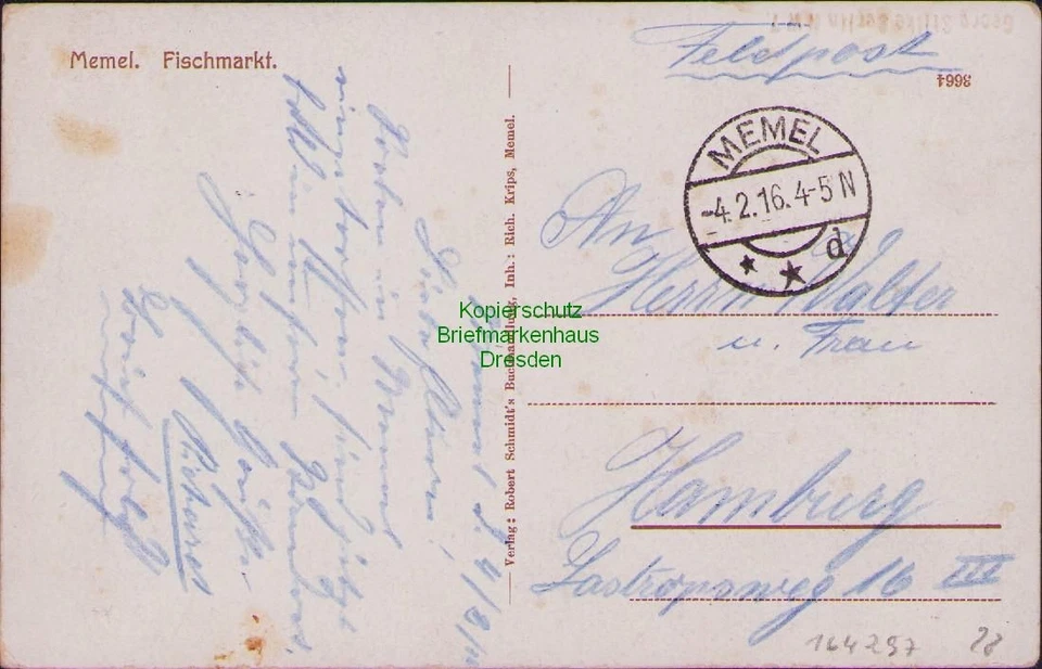 164297 AK Memel 1916 Fischmarkt Klaipeda Litauen - Bild 2 von 2