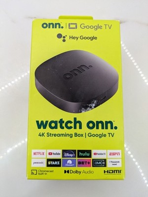 Onn. Google TV 4K Streaming Box Android Voice Remote Control HDMI Cable New 