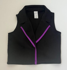 Weissman IC Child Large Dance Vest Black Purple Trim Collar EUC
