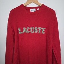 Lacoste Red LIMITED EDITION CrocoMagic 2019 Sweater Logo Wool Blend Sz L