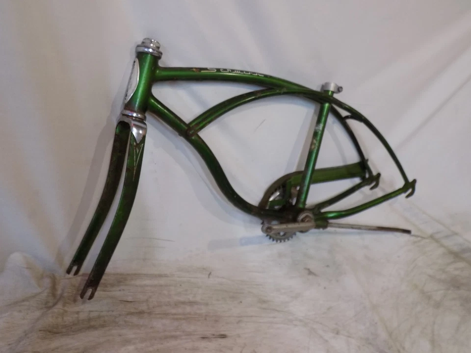 1968 SCHWINN STINGRAY CAMPUS GREEN MUSCLE BIKE FRAME FORKS CHAINGUARD CRANKS 68 - Image 3 of 4