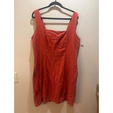 NWT Old Navy XL Tall Orange Smocked Square Neck Linen Blend Mini Dress