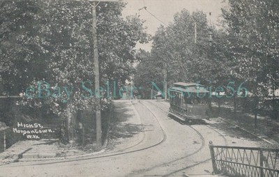 Morgantown West Virginia WV - TROLLEY ON HIGH STREET - Postcard
