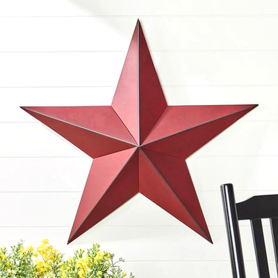 36'' Metal Red Barn Star Rustic Texas Tin Country Western Wall Hanging Sculpture