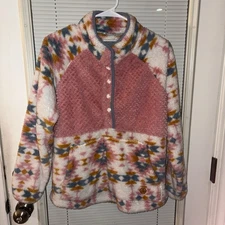 Simply Southern Aztec Pattern Thick Fleece Shirt Jacket - Size Small
